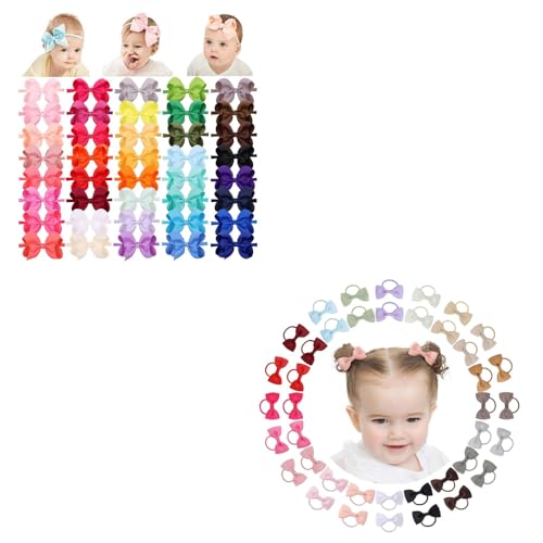 Jollybows 40pcs 4 Inches Baby Girls Headbands Hair Bows