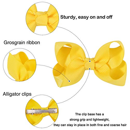 2PCS 3 Yellow Hair Bows with Alligator Clips