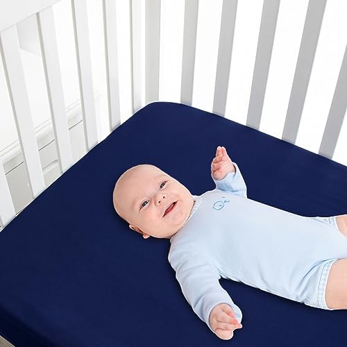 Magik Kover Waterproof Crib Sheets 2 Pack for Boys Grey Navy