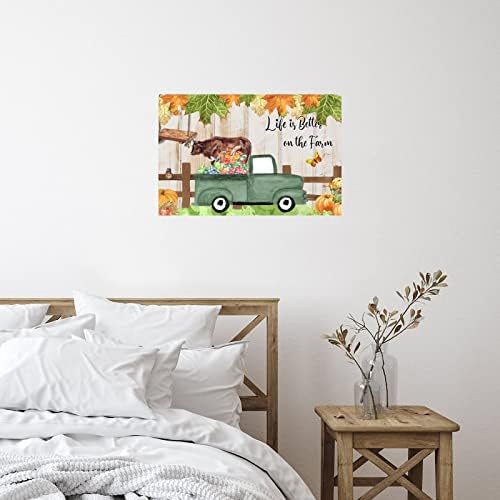 Autumn Farm Kitchen Wall Stickers with Maple Leaves and Pumpkins