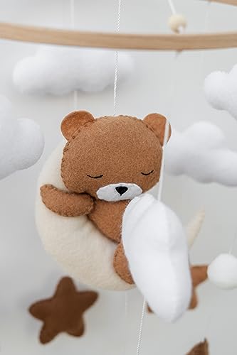Teddy Bear Baby Mobile with Clouds and Stars