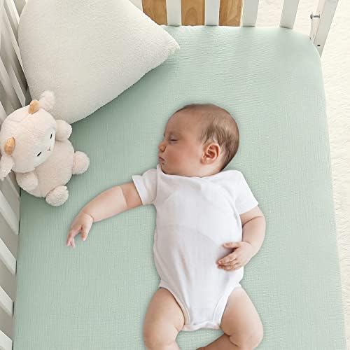 COTTONBEBE Muslin Crib Sheet 100 Cotton Baby Bedding Cover