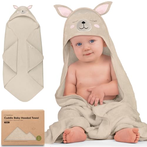 KeaBabies Bamboo Hooded Towel for Newborns - Alpaca Soft 35 x 35