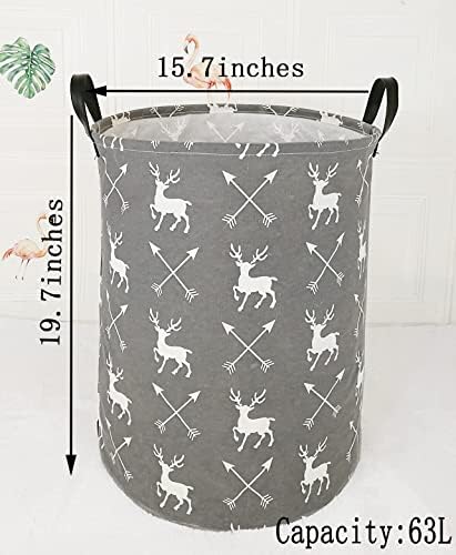 ACMUUNI 197 Inch Deer Round Laundry Hamper with Handles