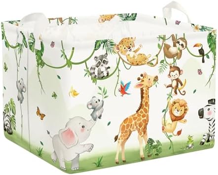 HUUMONSS Giraffes Baby Laundry Hamper with Handle 36L White