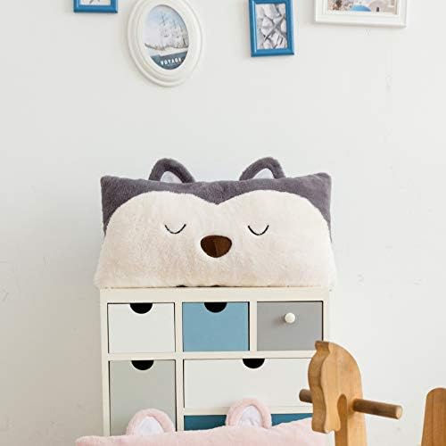 Snugtown Cute Fox Lumbar Pillow 12x24 Inches Grey Ivory