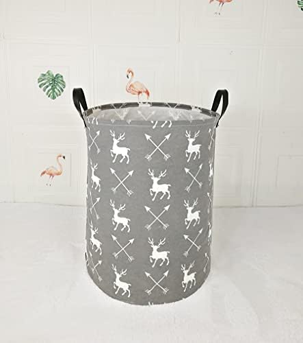 ACMUUNI 197 Inch Deer Round Laundry Hamper with Handles