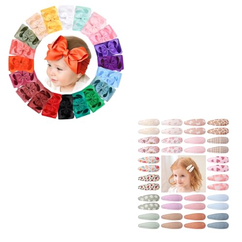 Doboi Baby Headbands Set - 20PCS with Big Bows and 8PCS Clips