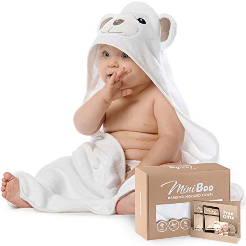 MINIBOO Hooded Baby Towel - Super Soft Bamboo Cotton