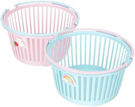2pcs Plastic Baskets Sturdy Storage Bins for Home