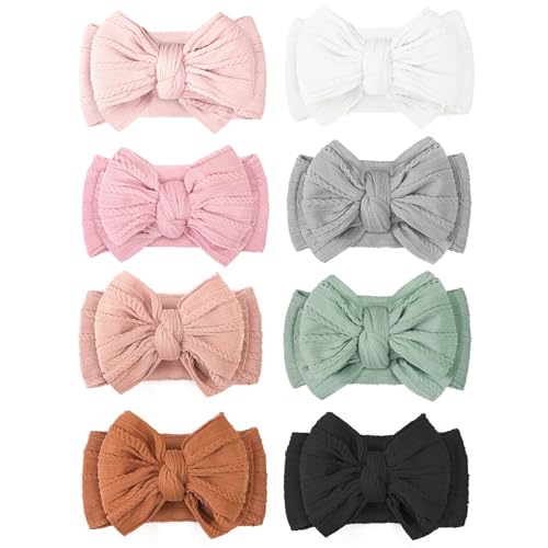 CELLOT 8 Pcs Double Bow Headbands for Baby Girls