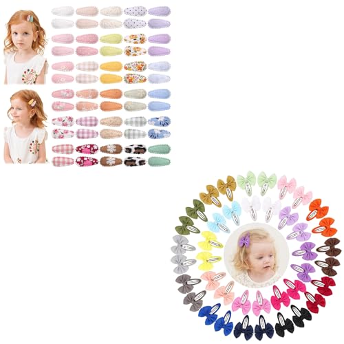 YHXX YLEN 100PCS Snap Hair Clips Bows for Baby Girls