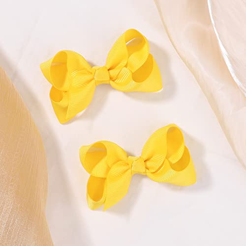 2PCS 3 Yellow Hair Bows with Alligator Clips