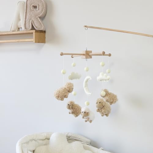 Goukurlsma Sheep Crib Mobile White Decor 1