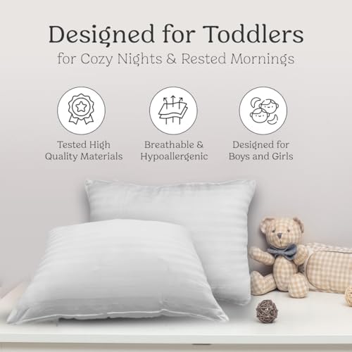 Toddler Pillow 13x18 Organic Cotton Set - Travel Bed Comfort