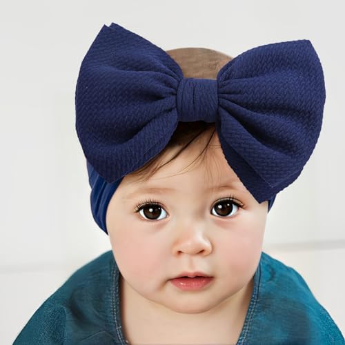 Lanmerry Hairband 5 Pack - Navy Bow Elastics for Baby Girls