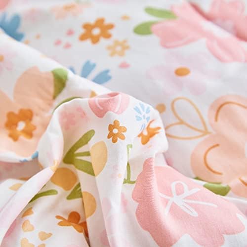 Joyreap 4 Piece Toddler Bedding Set with Pink Flowers Design