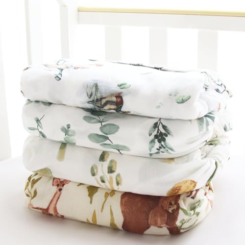 LifeTree Crib Sheets - Muslin Fitted Sheets with Mallard Duck Pattern