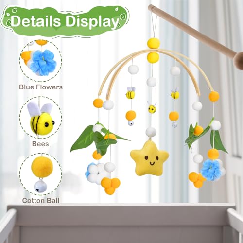 Fcesuk Baby Crib Mobile with Bees Flowers