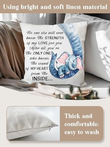 KISJO Mother Baby Elephant Pillow Cover 18x18 1
