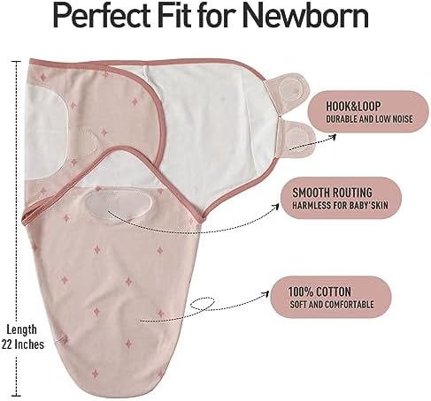 GLLQUEN BABY 3-Pack Organic Swaddle Sleep Sacks for Newborn