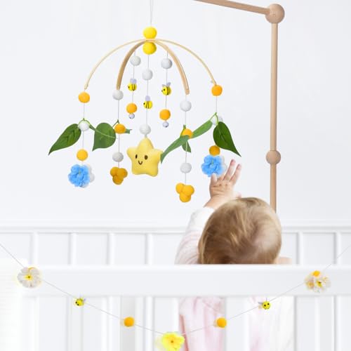 Fcesuk Baby Crib Mobile with Bees Flowers
