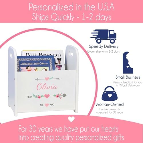 Personalized White Book Caddy with Butterflies and Flowers
