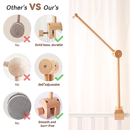 Etucdose Wooden Crib Mobile Arm - Adjustable Anti-Slip Holder