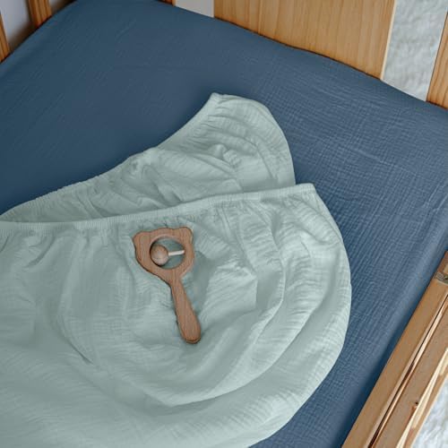 LYRICHOM Muslin Mini Crib Sheets 2 Pack for Baby Boy and Girl