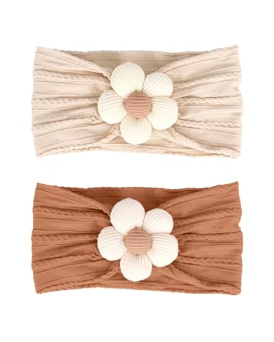 PLUOFRT 2 pcs Baby Girl Headbands with Bows and Flounce