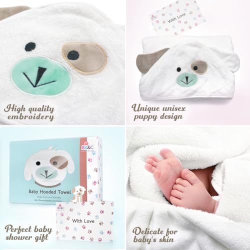Premium Bamboo Baby Towel with Hood - White