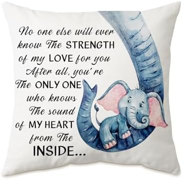 KISJO Mother Baby Elephant Pillow Cover 18x18 1