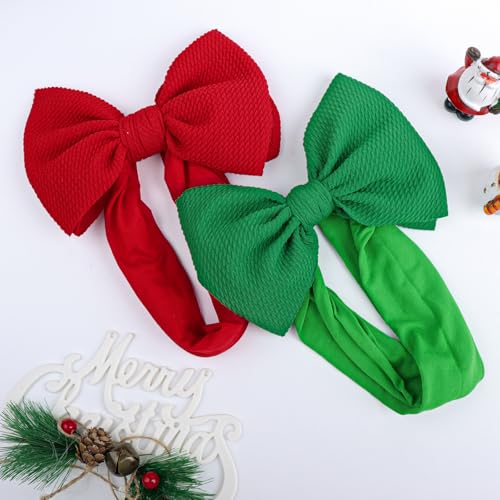 3 Pack 7 Christmas Big Bows Baby Girls Headbands
