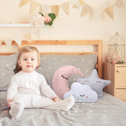 Chunful 3 Pcs Moon Star Cloud Plush Pillow Set