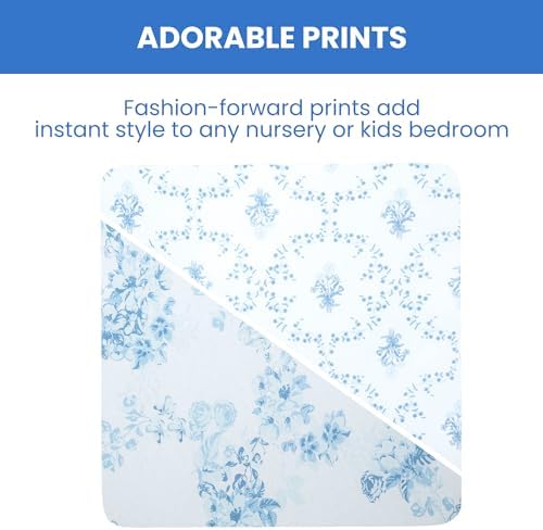 Delta Children Organic Cotton Fitted Crib Sheets - Blue Botanicals Pack of 2