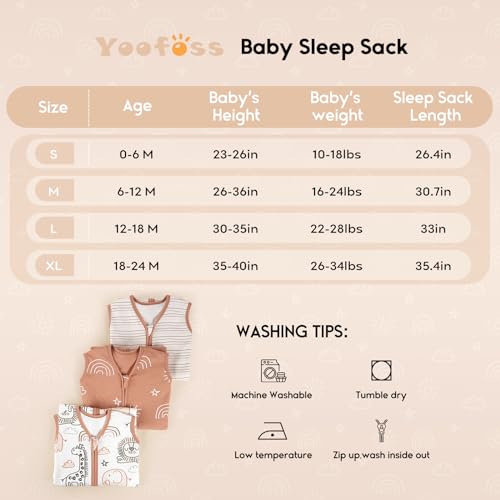 Yoofoss Baby Sleep Sack 0-6 Months 3 Pack 100 Cotton