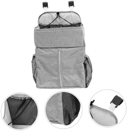 QUMIIRITY 1pc Crib Storage Bag Multi Functional Hanging Diaper Organizer Grey