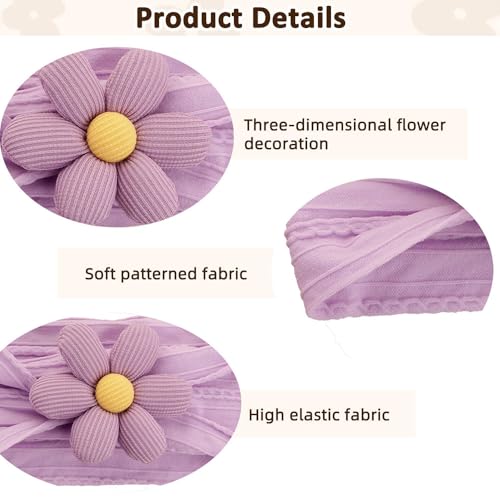 4PCS Baby Girls Flower Headbands Soft Nylon Hairbands for Kids