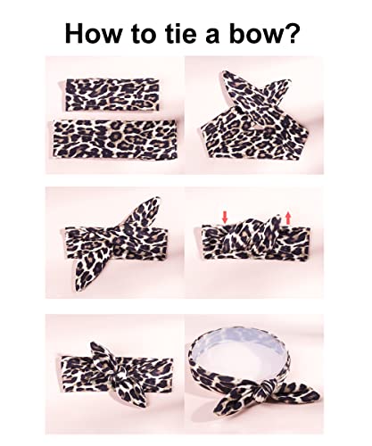 Cinaci 12 Pack Parent-Child Floral Print Rabbit Ear Bow Headbands