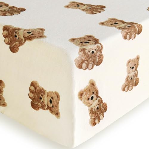 LifeTree Bear Pattern Crib Sheets - Soft Muslin 28x52in