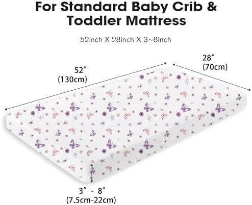 Little Grape Land Purple Butterfly Muslin Crib Sheets 2 Pack
