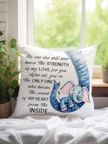 KISJO Mother Baby Elephant Pillow Cover 18x18 1
