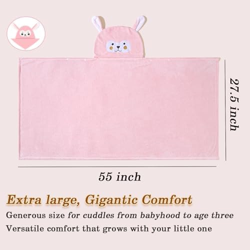 Toddler Baby Bath Towel with Hood Pink