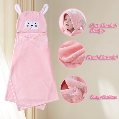 Toddler Baby Bath Towel with Hood Pink