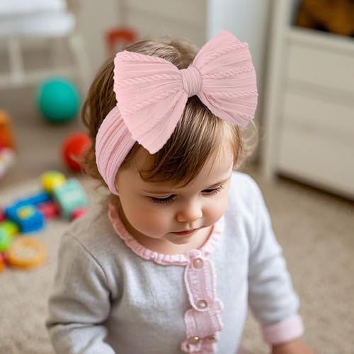 Handmade Baby Girls Headbands with Bows Pink