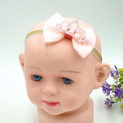 Baby Bow Crown Headband with Pearls 2 Pack