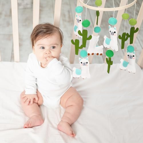 Hollowfly Baby Crib Mobile with Alpaca and Cactus Design