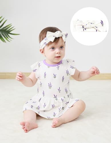 BambooBud Baby Headbands 3 Pack Lavender Heart Cherry