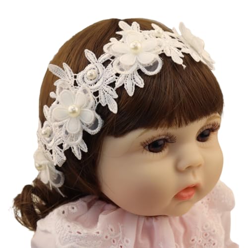 Bethynas Soft Lace Pearl Baby Headband