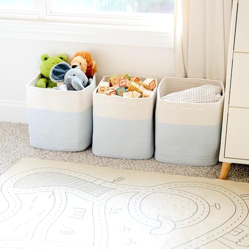 NaturalCozy Cotton Rope Storage Baskets 3 Pack